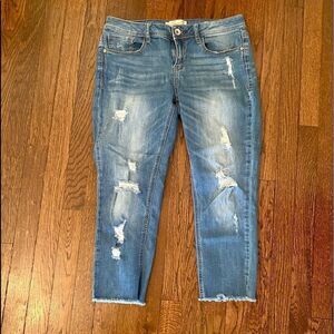 Seven7 Slim Straight Ankle Distressed Jeans Sz 8